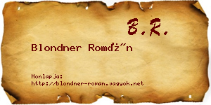 Blondner Román névjegykártya